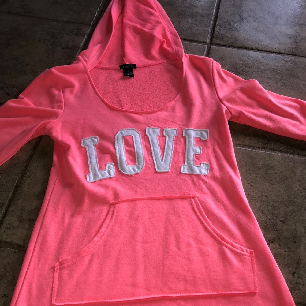 Hot pink and white hoodie